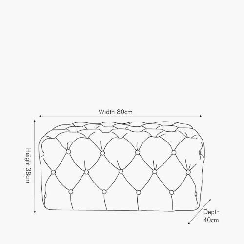 Pacific Lifestyle Seraphina Blush Pink Velvet Buttoned Rectangular Ottoman