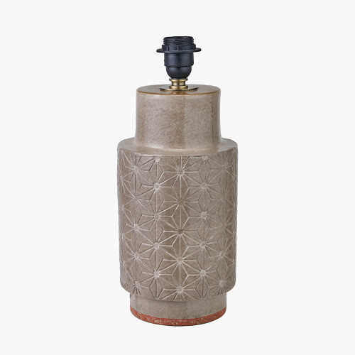 Pacific Lifestyle Sidra Grey Stoneware Etch Detail Table Lamp Base