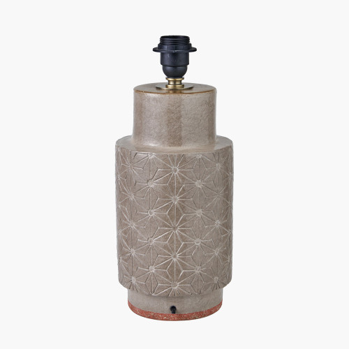 Pacific Lifestyle Sidra Grey Stoneware Etch Detail Table Lamp Base