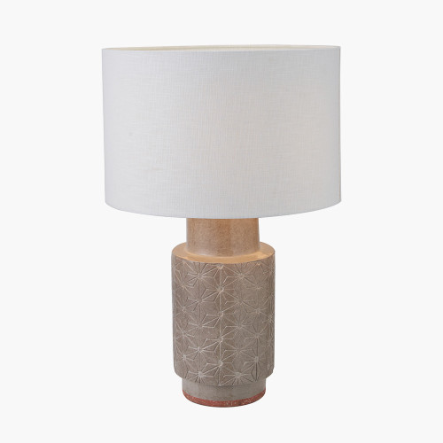 Pacific Lifestyle Sidra Grey Stoneware Etch Detail Table Lamp Base