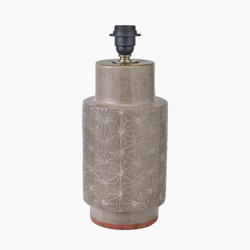pacific lifestyle Sidra Grey Stoneware Etch Detail Table Lamp Base