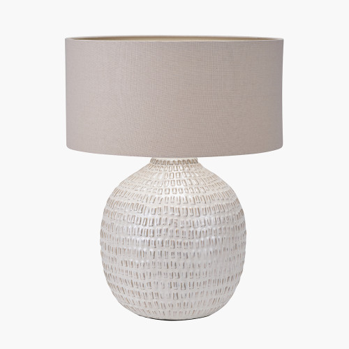 Pacific Lifestyle Signe Warm White Linear Textured Ceramic Table Lamp