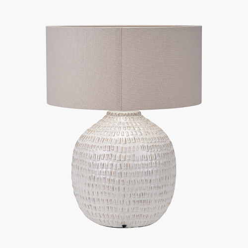 Pacific Lifestyle Signe Warm White Linear Textured Ceramic Table Lamp
