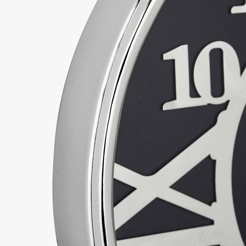 Pacific Lifestyle Silver Metal And Black Face Round Wall Clock