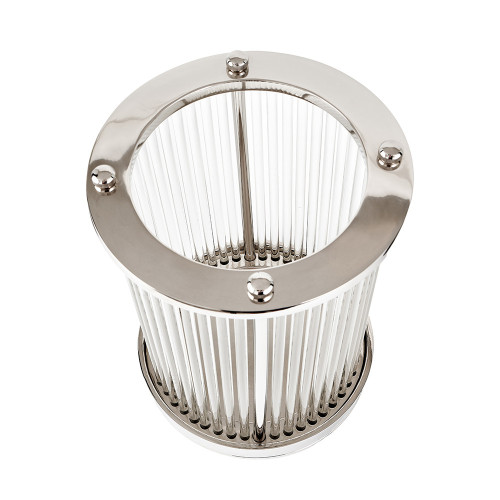 Pacific Lifestyle Silver Metal And Clear Glass Rod Hurricane Large