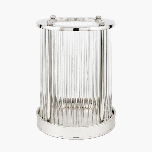 pacific lifestyle Silver Metal and Clear Glass Rod Hurricane Large