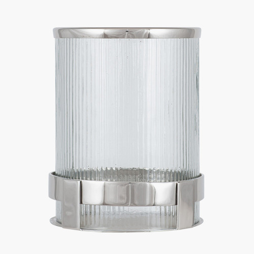 pacific lifestyle Silver Metal and Clear Textured Glass Hurricane