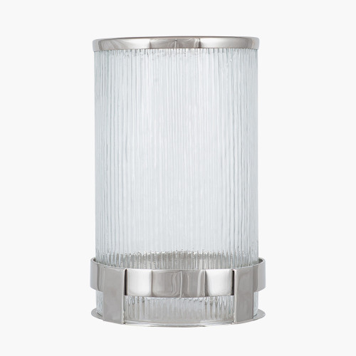 Pacific Lifestyle Silver Metal And Clear Textured Glass Tall Hurricane