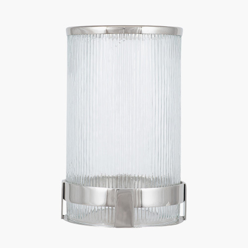 pacific lifestyle Silver Metal and Clear Textured Glass Tall Hurricane