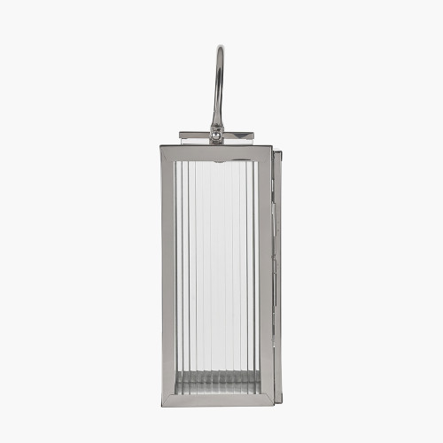 Pacific Lifestyle Silver Metal And Ribbed Glass Lantern Small