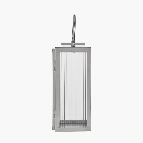Pacific Lifestyle Silver Metal And Ribbed Glass Lantern Small