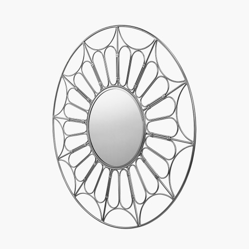 Pacific Lifestyle Silver Metal Cane Design Round Wall Mirror