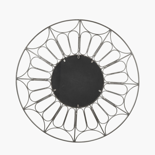 Pacific Lifestyle Silver Metal Cane Design Round Wall Mirror