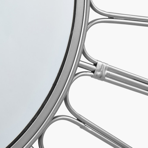 Pacific Lifestyle Silver Metal Cane Design Round Wall Mirror