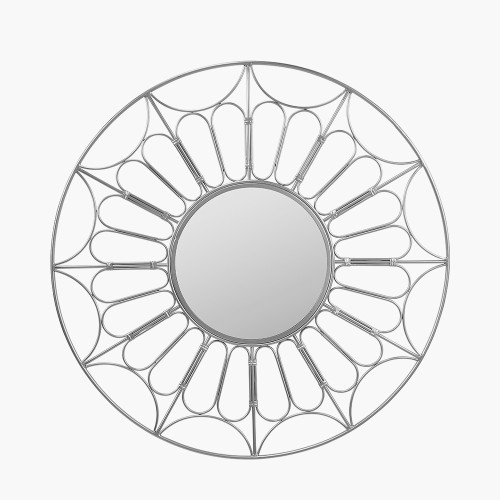 pacific lifestyle Silver Metal Cane Design Round Wall Mirror