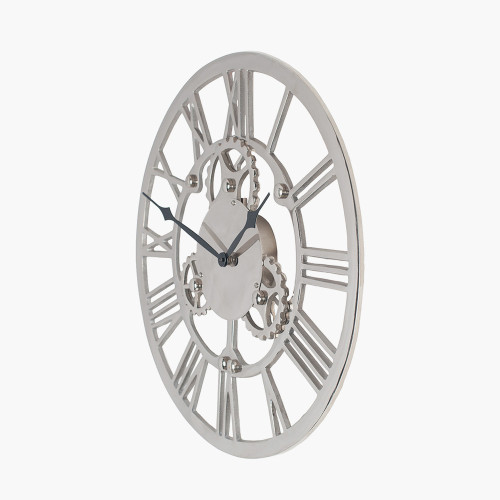 Pacific Lifestyle Silver Metal Cog Design Round Wall Clock