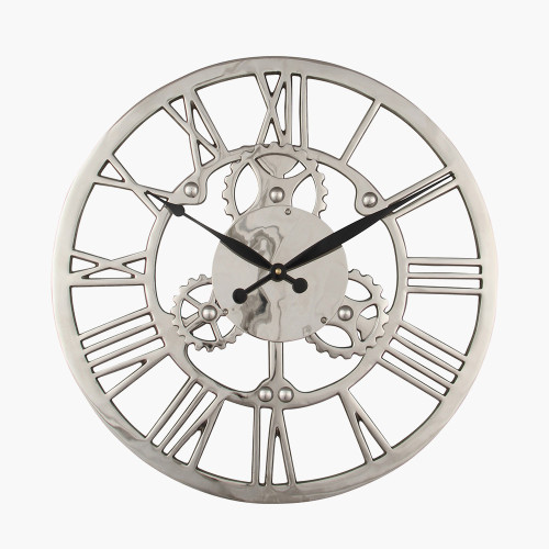 pacific lifestyle Silver Metal Cog Design Round Wall Clock