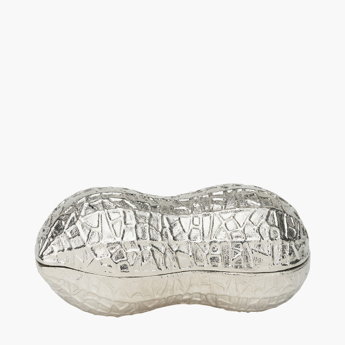 pacific lifestyle Silver Metal Peanut Lidded Trinket Bowl