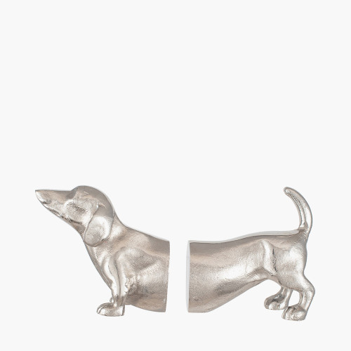 pacific lifestyle Silver Metal Sausage Dog Book Ends
