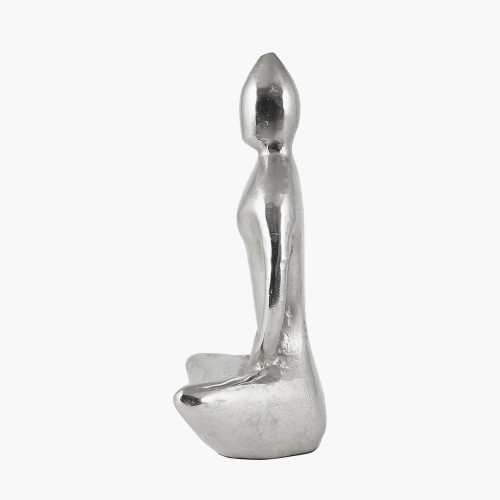 Pacific Lifestyle Silver Metal Sitting Yoga Pose Ornament