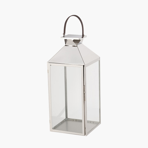 Pacific Lifestyle Silver Stainless Steel And Glass Large Lantern
