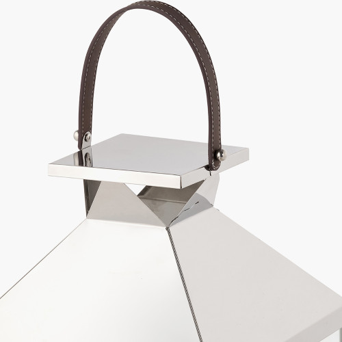 Pacific Lifestyle Silver Stainless Steel And Glass Large Lantern