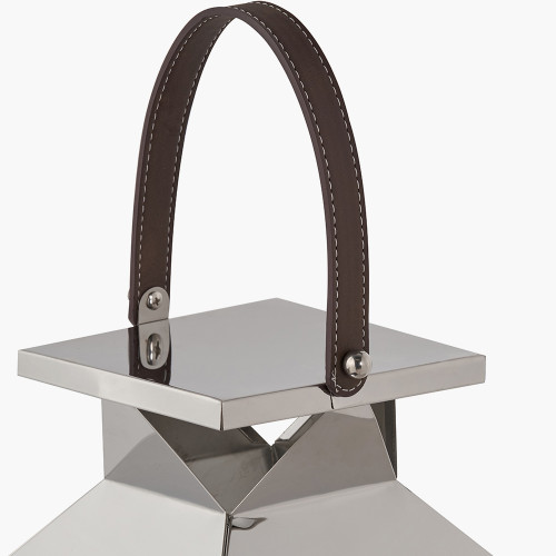 Pacific Lifestyle Silver Stainless Steel And Glass Large Lantern