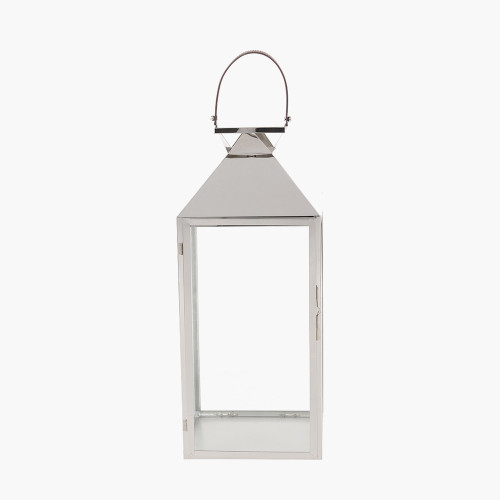 pacific lifestyle Silver Stainless Steel and Glass Large Lantern
