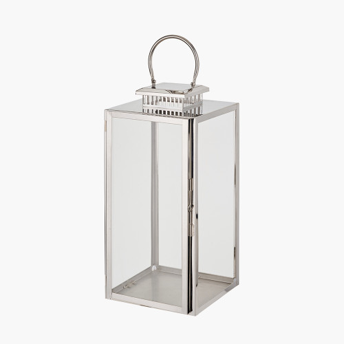 Pacific Lifestyle Silver Stainless Steel And Glass Large Rectangular Lantern