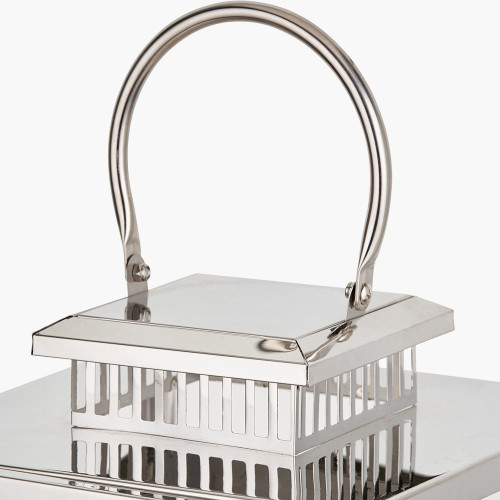 Pacific Lifestyle Silver Stainless Steel And Glass Large Rectangular Lantern