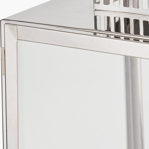 Pacific Lifestyle Silver Stainless Steel And Glass Large Rectangular Lantern