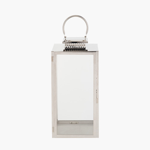 pacific lifestyle Silver Stainless Steel and Glass Large Rectangular Lantern