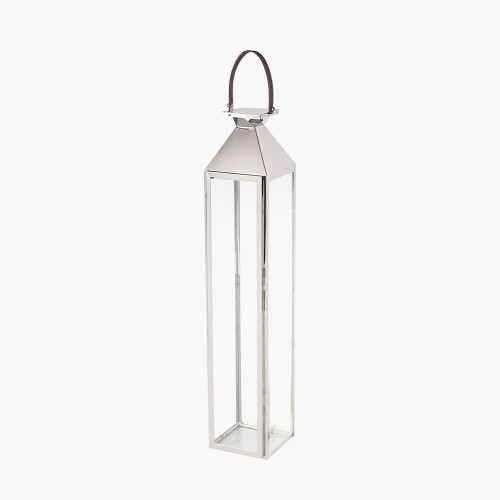 Pacific Lifestyle Silver Stainless Steel And Glass Large Tall Lantern