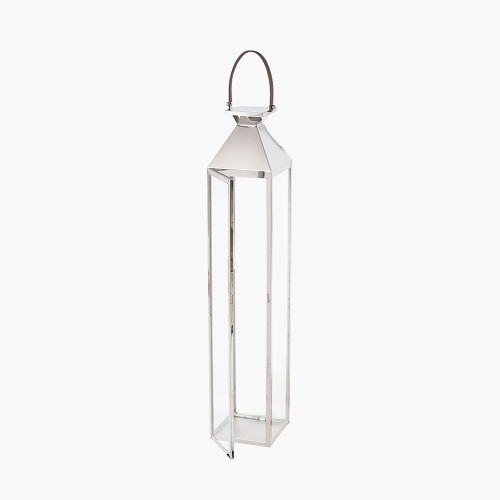 Pacific Lifestyle Silver Stainless Steel And Glass Large Tall Lantern