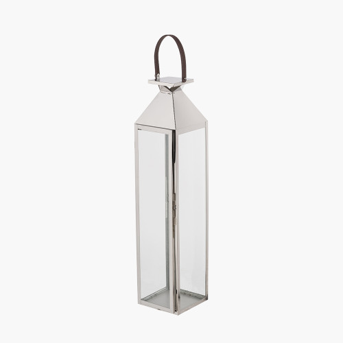 Pacific Lifestyle Silver Stainless Steel And Glass Medium Tall Lantern