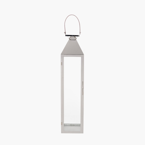 pacific lifestyle Silver Stainless Steel and Glass Medium Tall Lantern