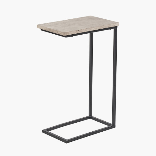 Pacific Lifestyle Soho Concrete Effect And Black Metal Supper Side Table
