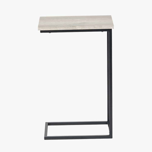 Pacific Lifestyle Soho Grey Oak Wood Veneer And Black Metal Supper Side Table