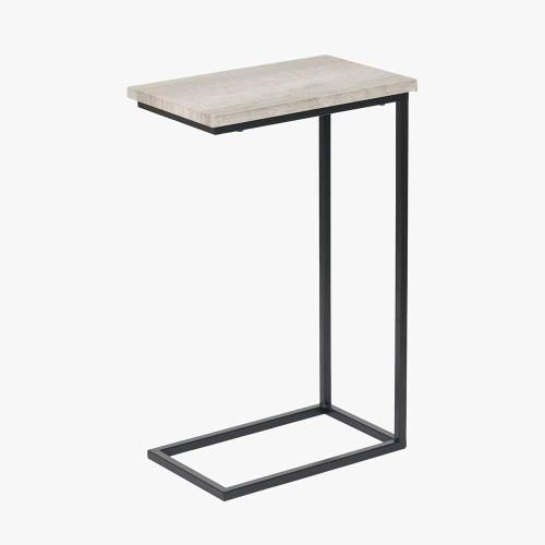 Pacific Lifestyle Soho Grey Oak Wood Veneer And Black Metal Supper Side Table