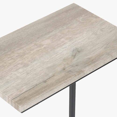 Pacific Lifestyle Soho Grey Oak Wood Veneer And Black Metal Supper Side Table