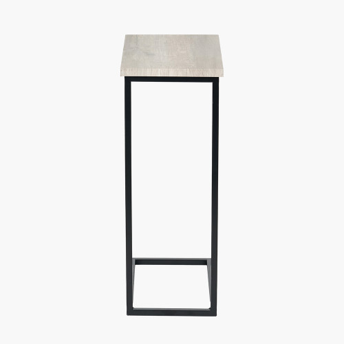 pacific lifestyle Soho Grey Oak Wood Veneer and Black Metal Supper Side Table