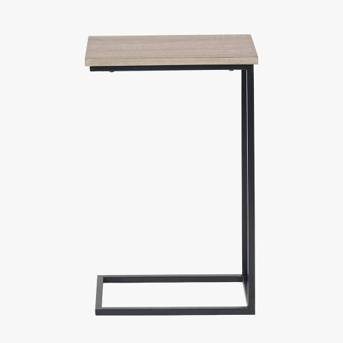 Pacific Lifestyle Soho Natural Wood Veneer And Black Metal Supper Side Table
