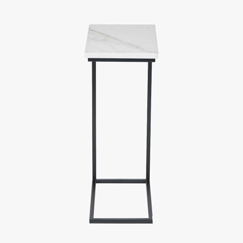 Pacific Lifestyle Soho White Marble Veneer And Black Metal Supper Side Table