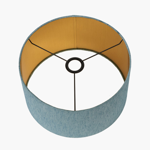 Pacific Lifestyle Stellan 30cm Duck Egg Slubbed Silk Mix Gold Lined Cylinder Lampshade