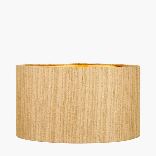 Pacific Lifestyle Stellan 35cm Gold Slubbed Silk Mix Gold Lined Cylinder Lampshade