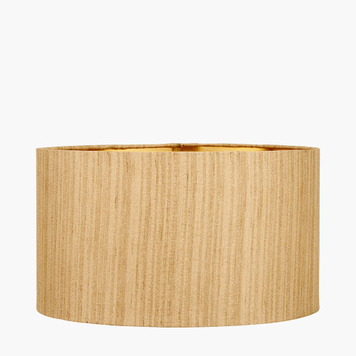 pacific lifestyle Stellan 35cm Gold Slubbed Silk Mix Gold Lined Cylinder Lampshade