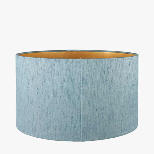 Pacific Lifestyle Stellan 40cm Duck Egg Slubbed Silk Mix Gold Lined Cylinder Lampshade