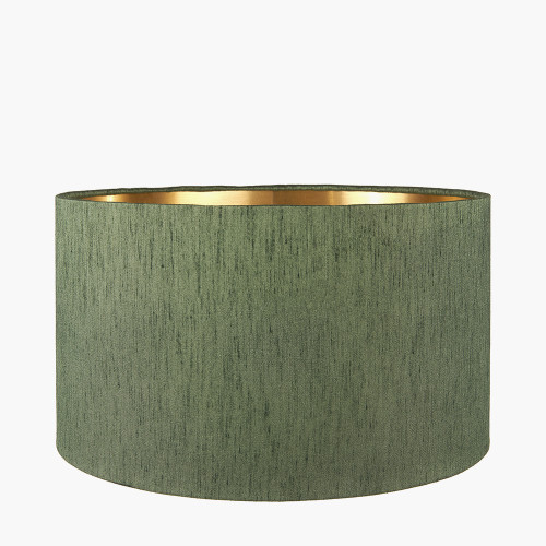 Pacific Lifestyle Stellan 45cm Green Slubbed Silk Mix Gold Lined Cylinder Lampshade