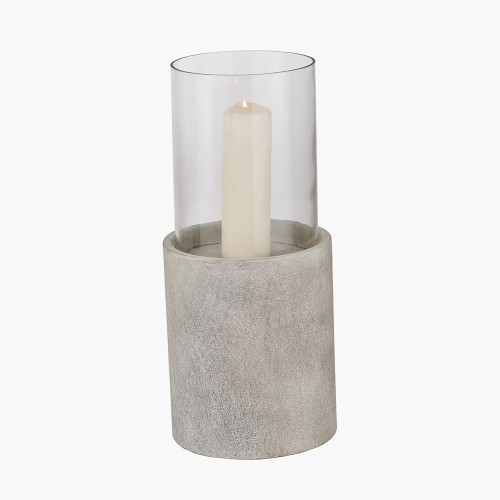 Pacific Lifestyle Stone Grey Metal And Clear Glass Hurricane