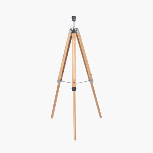 Pacific Lifestyle Sumba Bamboo Tripod Floor Lamp Base With Lino 40cm White Self Lined Linen Cylinder Lampshade